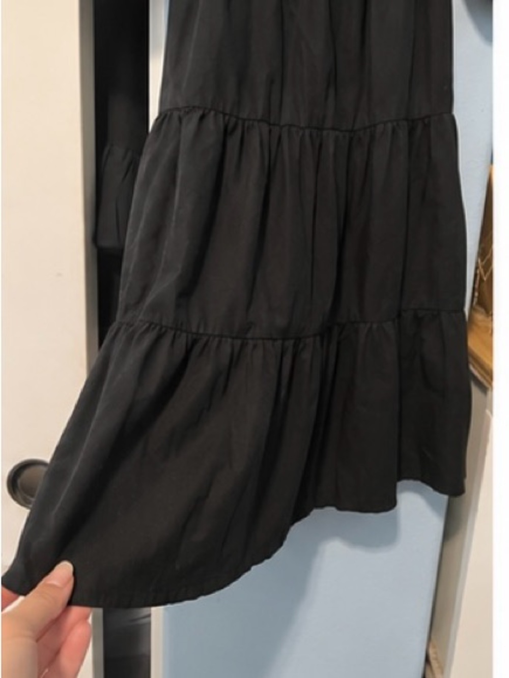 Faithfull the Brand Eryn Black Puff Sleeve Tiered Mini Dress Size S / US 2 - Picture 9 of 10